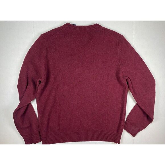 GRANT THOMAS WOOLMARK  100% PURE WOOL MAROON V-NECK SWEATER SIZE L - Picture 7 of 7